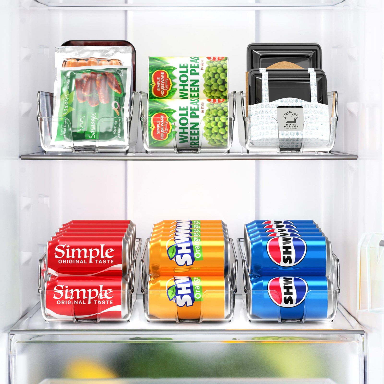 Simple Houseware Soda Can Organizer and Dispenser for 2 Pack, Transparent