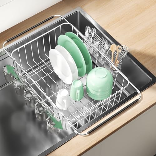 Fanbsy Dish Drying Rack in Medium with Cup Holder – 14.96×11.02×5.35 Inches