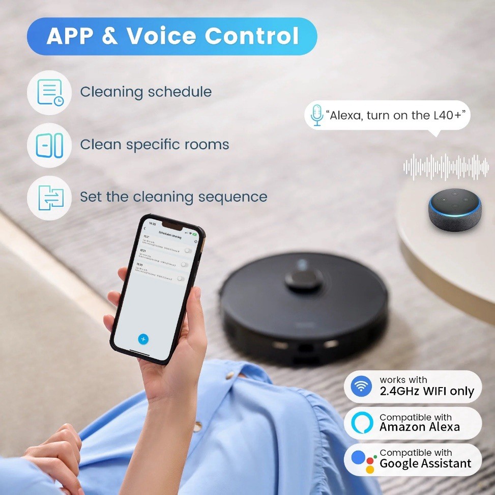 AIRROBO L40+ Robot Vacuum & Mop – Self-Empty, 180min, App & Voice