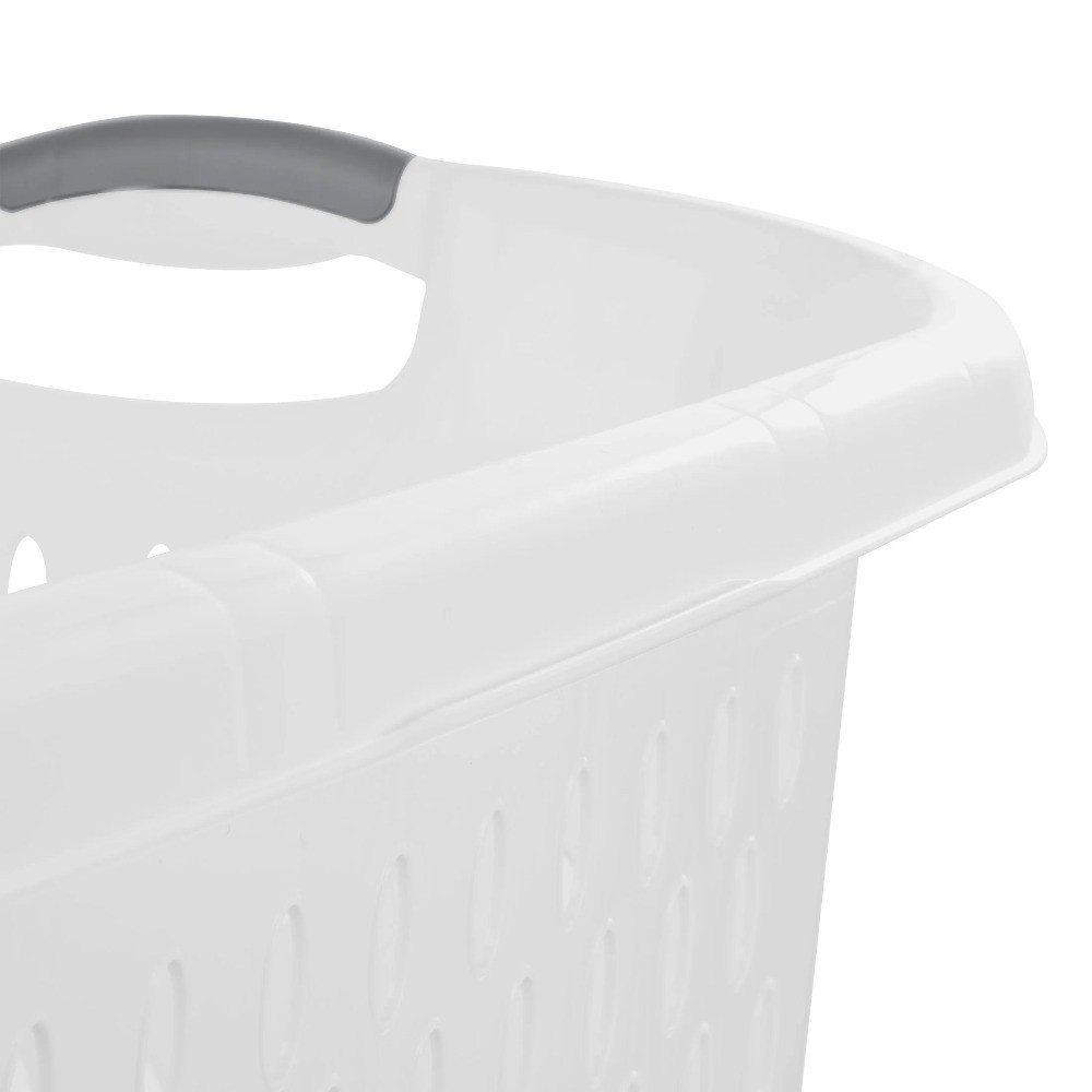 Extra Large 2.7 Bushel Plastic Laundry Basket with 2 Carry Handles, White, Adult