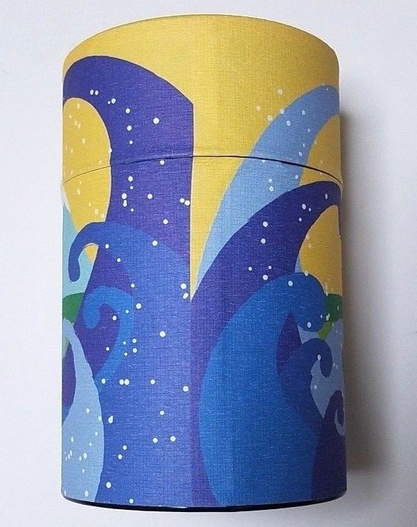 Japan Cylindrical Tea Can Seven Lucky Gods Empty Diameter 6.5cm X Height 10.5cm