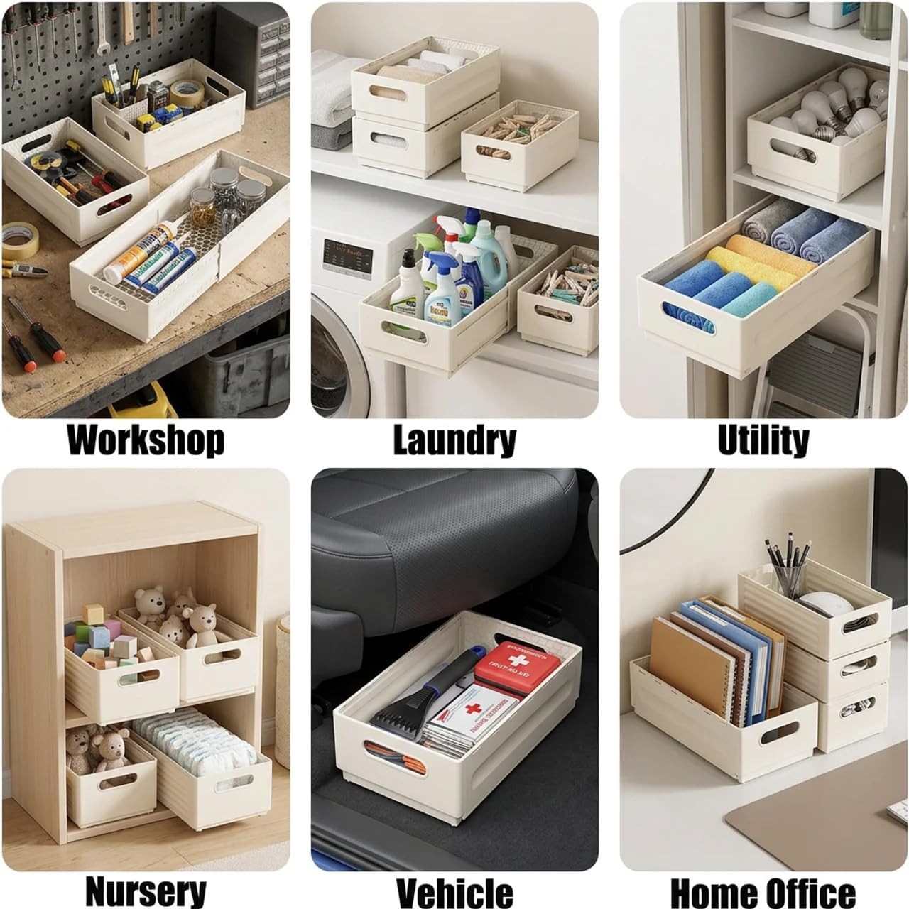 2 Pack Expandable Plastic Storage Boxes, Multi-Purpose Folding Organizer, Drawer