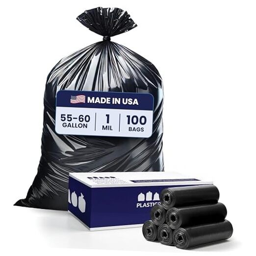55-60 Gallon Trash Bags │ 1.0 Mil │ Black Heavy Duty Garbage Can 1.0 mil.
