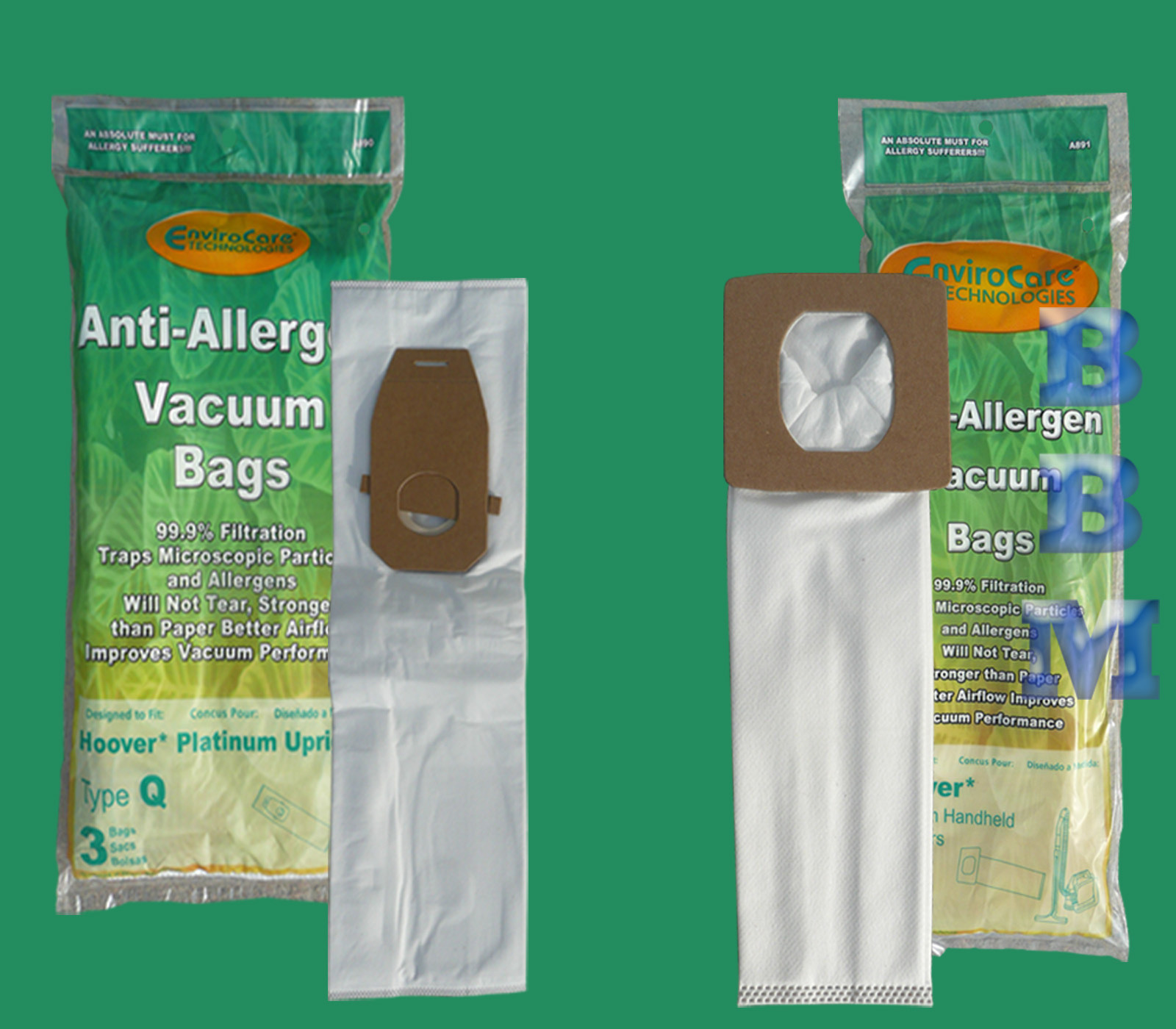 1 Set Hoover Type Q & I HEPA Allergy Vacuum Cleaner Bags 985059002 302982002