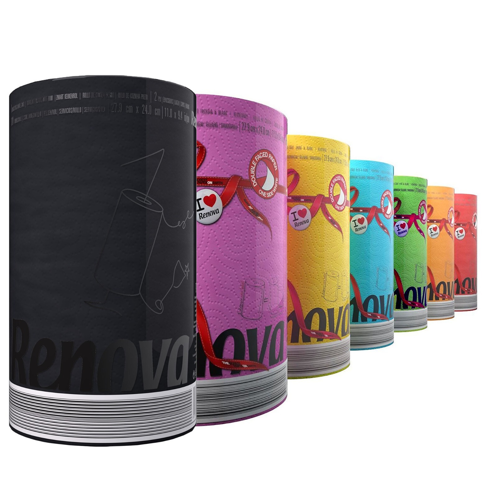 Renova Colored Paper Towels – Jumbo Roll, 2 Ply, 120 Highly Absorbent Sheets