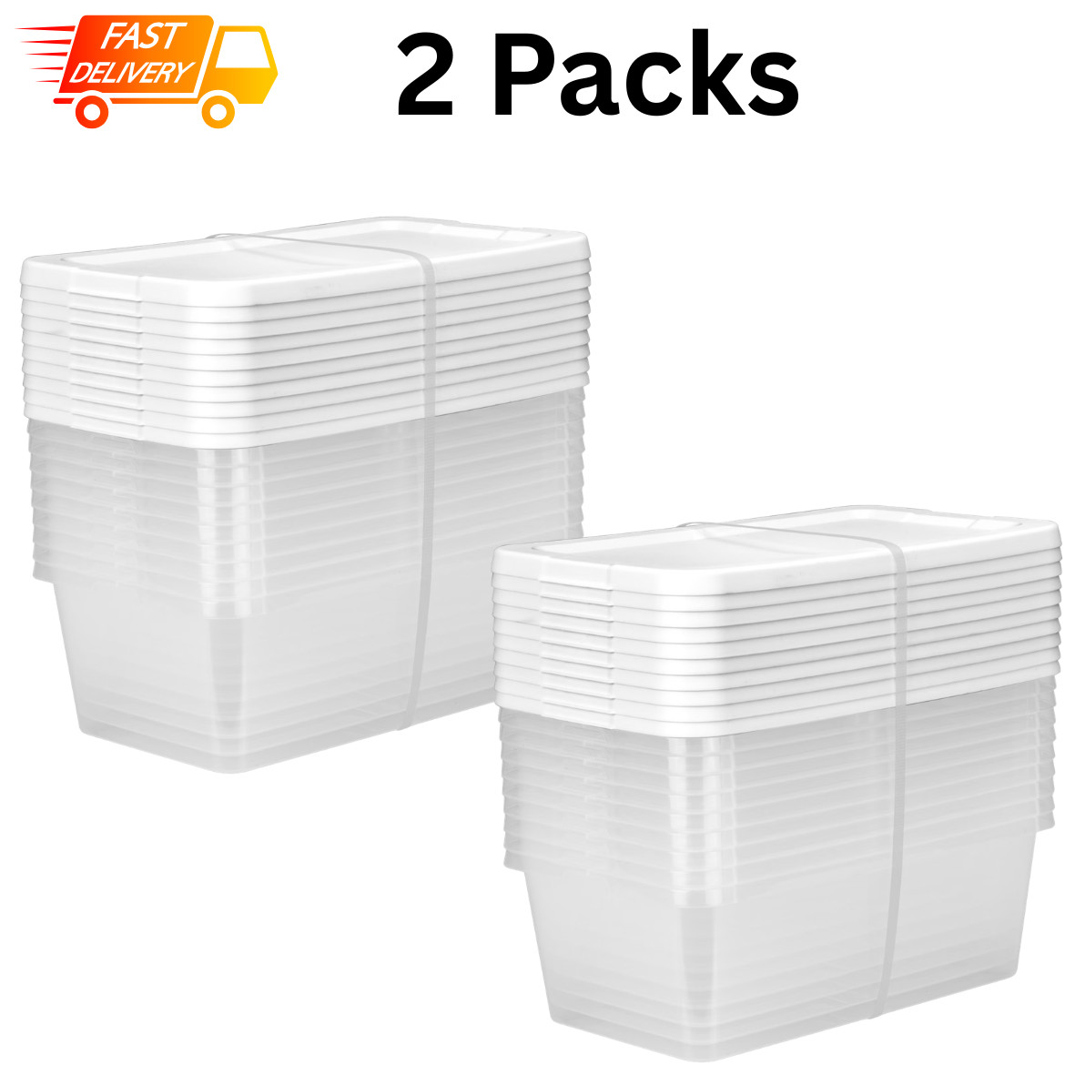 Sterilite Set of 10 6 Qt Clear Snap-On Lid Storage Boxes – Pack of 2 (20 Count)
