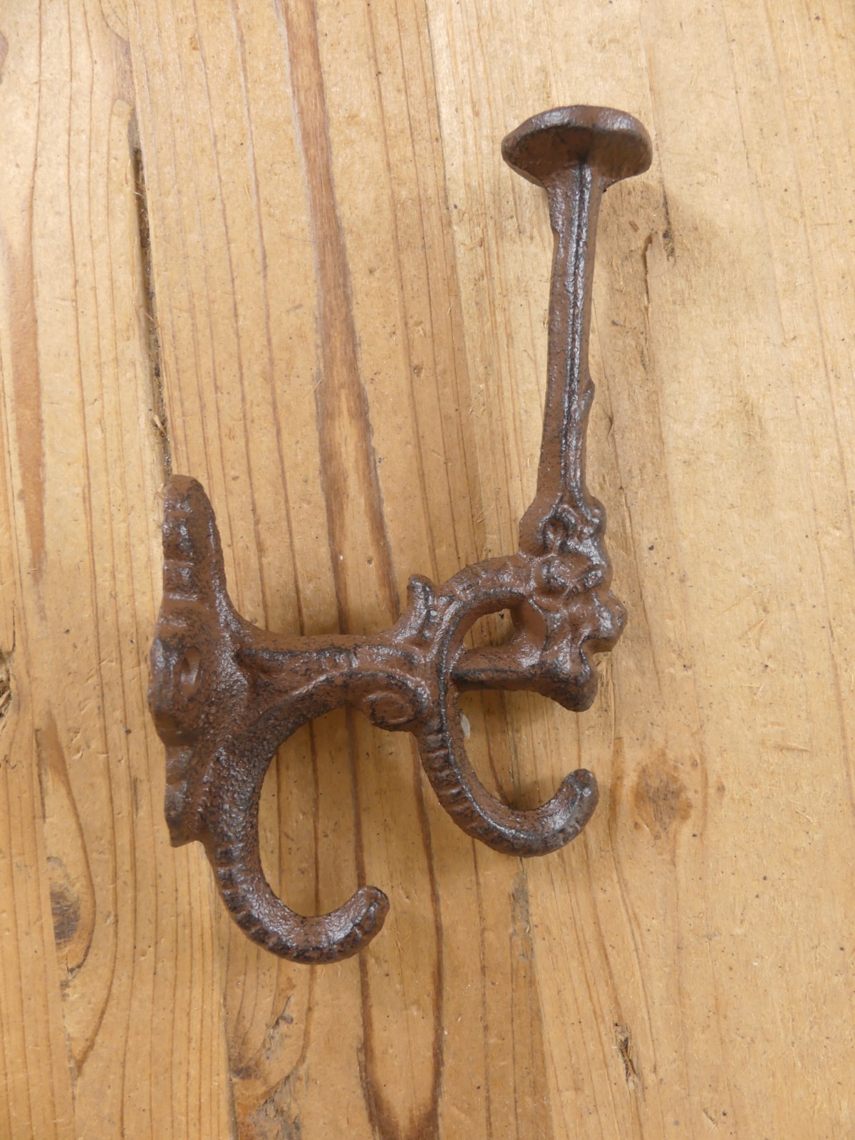 5 Rustic Cast Iron Coat Bath Hooks Ornate Victorian Large Hall Tree Wall Towel