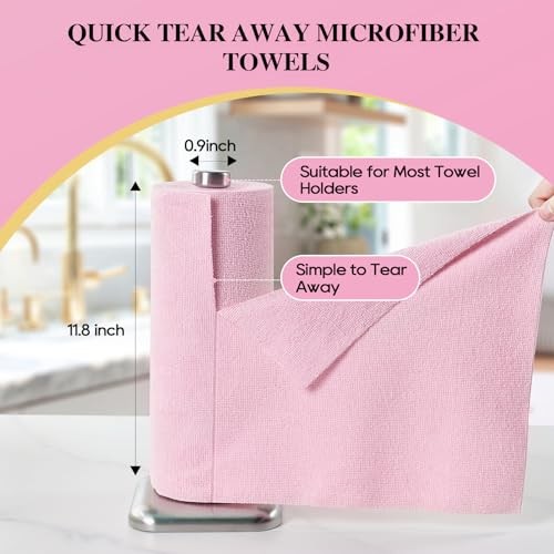 Microfiber Cleaning Cloth Roll 45 Pack2”×2″ Reusable Paper Towels, 1 Pink