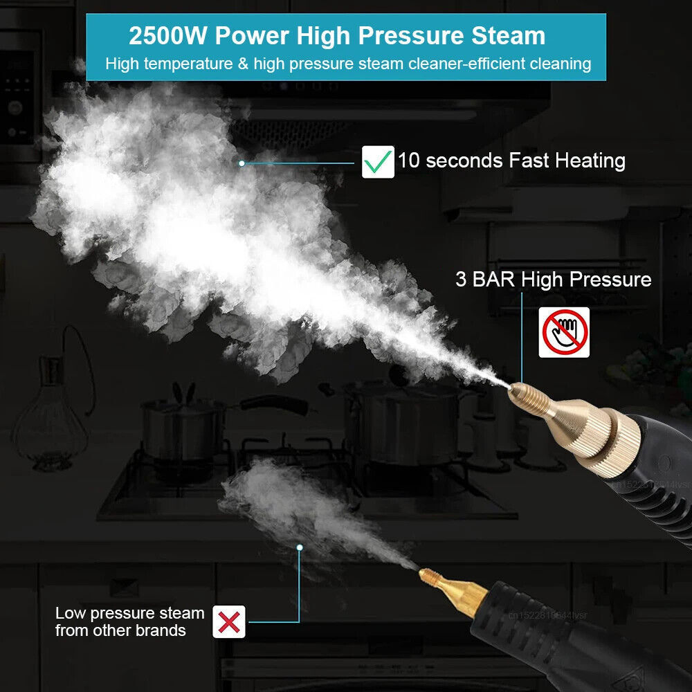 2500W High Temp Pressurized Steam Cleaner Machine Kitchen Portable Handheld US