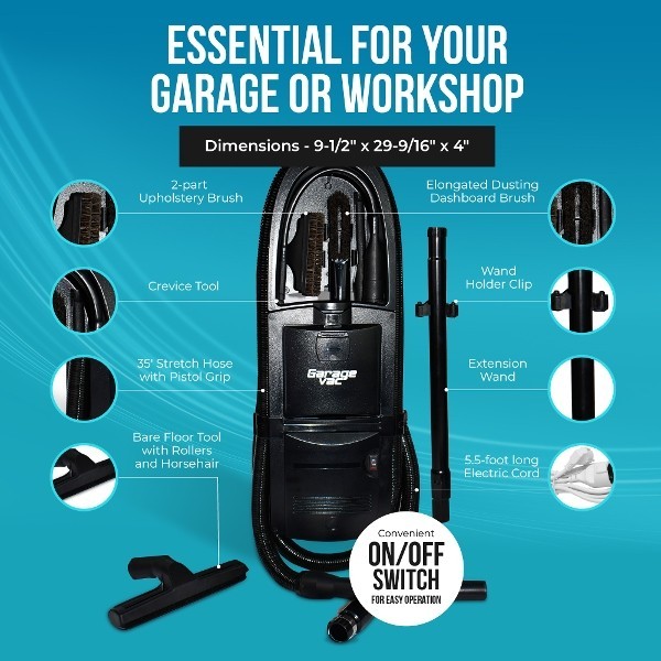 GarageVac by InterVac Design–Wall Mounted Garage Vacuum with Tools- DEMO UNIT