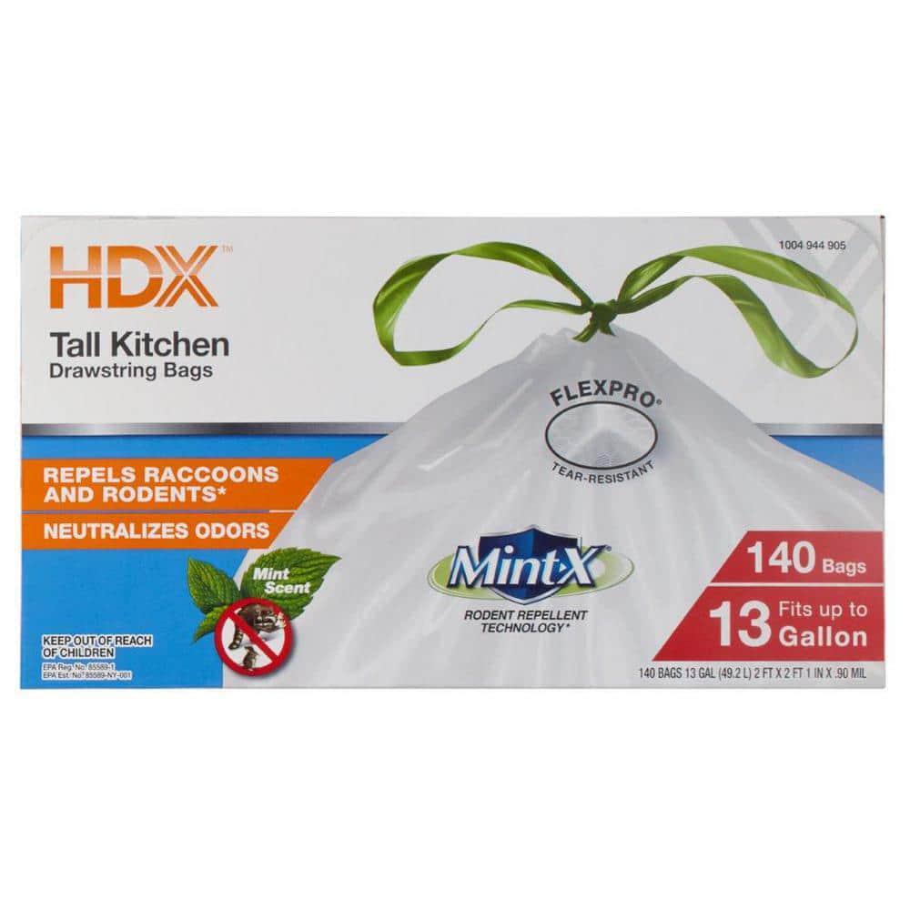 13 Gal. White Rodent Repellent Tall Kitchen Trash Bags (140-Count)