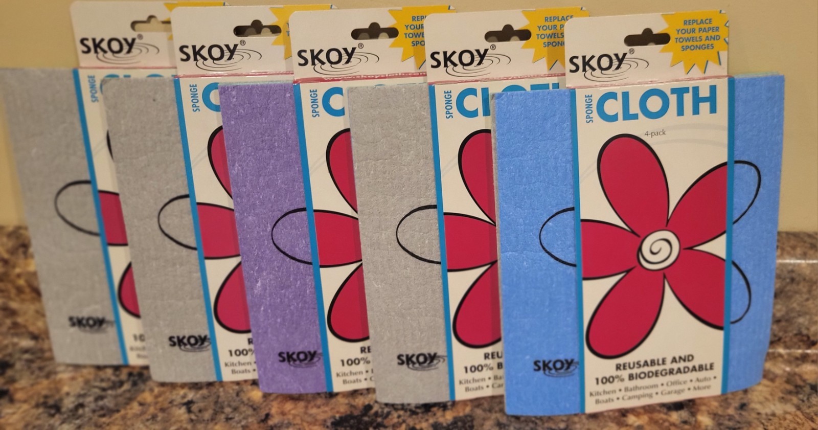 Lot of 5 Packs Skoy Reusable Sponge Cloths 4 in a pack Swedish Cloth 20 Clothes