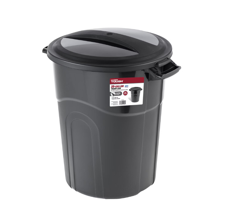 Hyper Tough 20 Gallon Heavy Duty Plastic Garbage Can with Lid, Black