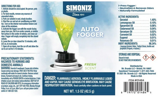 (Pack of 2) Simoniz Car Bomb Fogger Car Air Freshener, Fresh 1.5 oz NEW