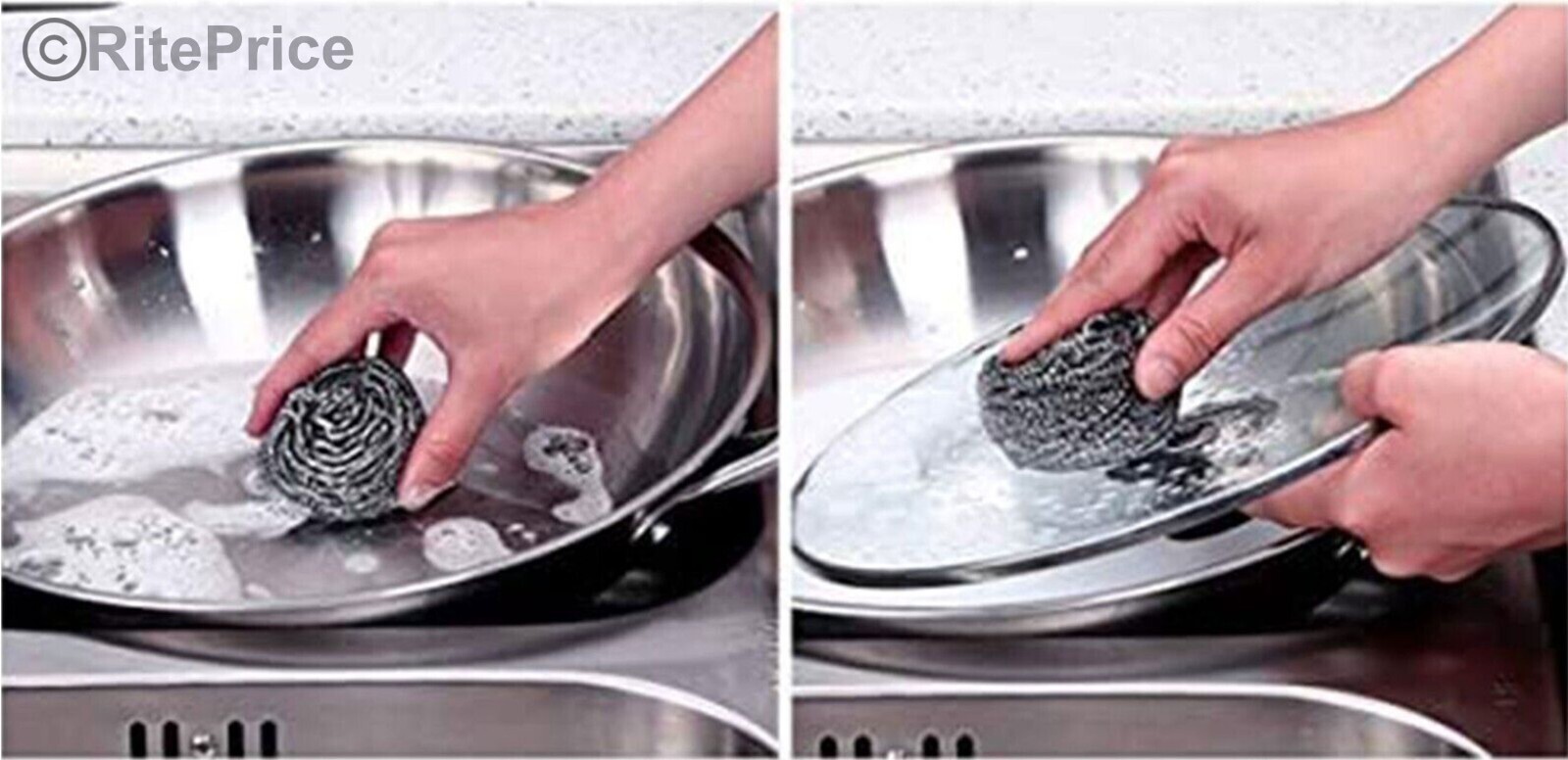12PCS (2 Pack) Stainless Steel Sponges Scrubbing Scourer Pad For Kitchen – New