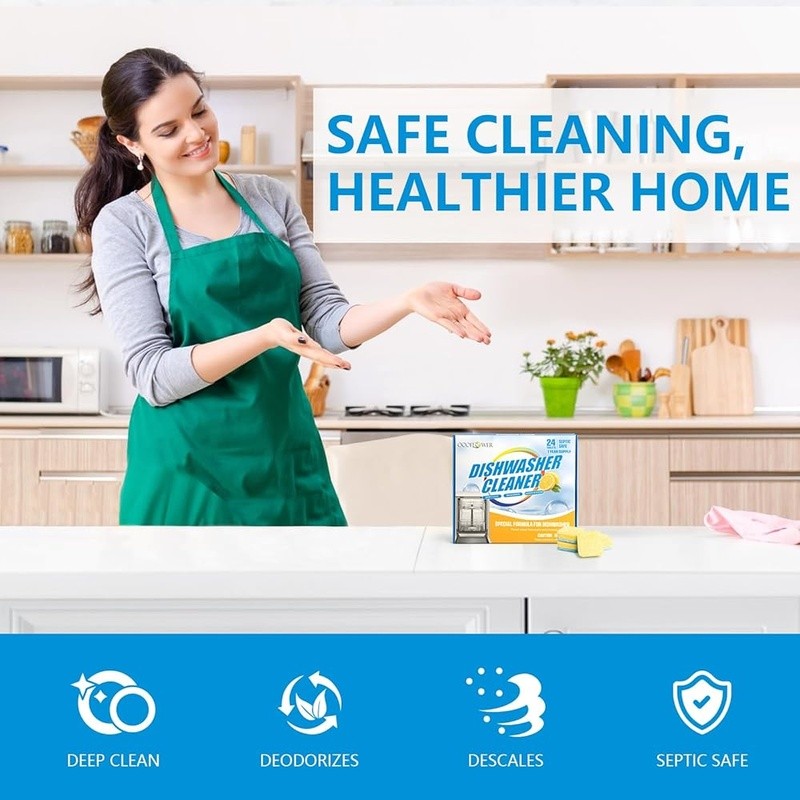 Dishwasher Cleaner Tablets Deep Clean Lemon Fresh Odor Control 24 Count New