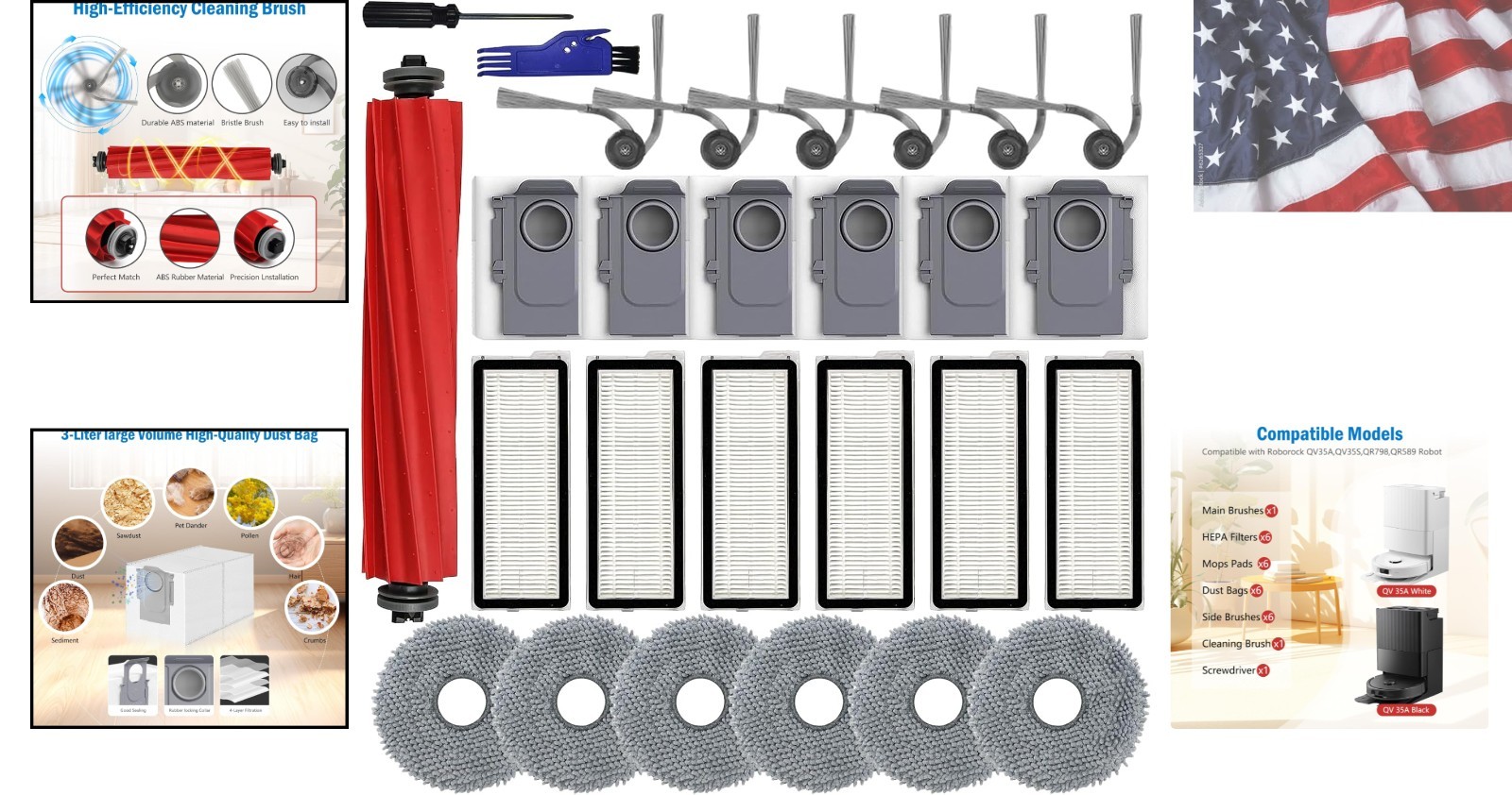 Ultimate 27 Count Accessories Kit for Roborock QV 35A/QV 35S – Enhanced Cleaning