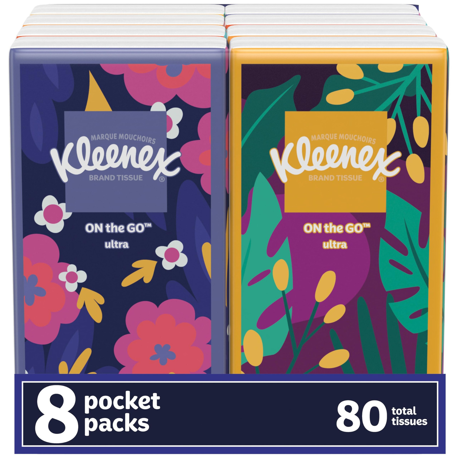 Kleenex On the Go Pocket Pack Facial Tissues 80 Count 3 Ply Travel Size