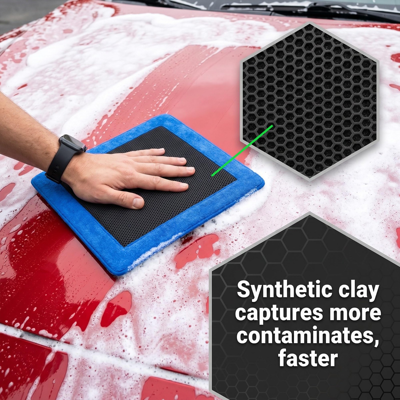 3 Pcs Clay Towel for Auto Detailing | 12″ x 12″ Paint & Glass Decontamination, E