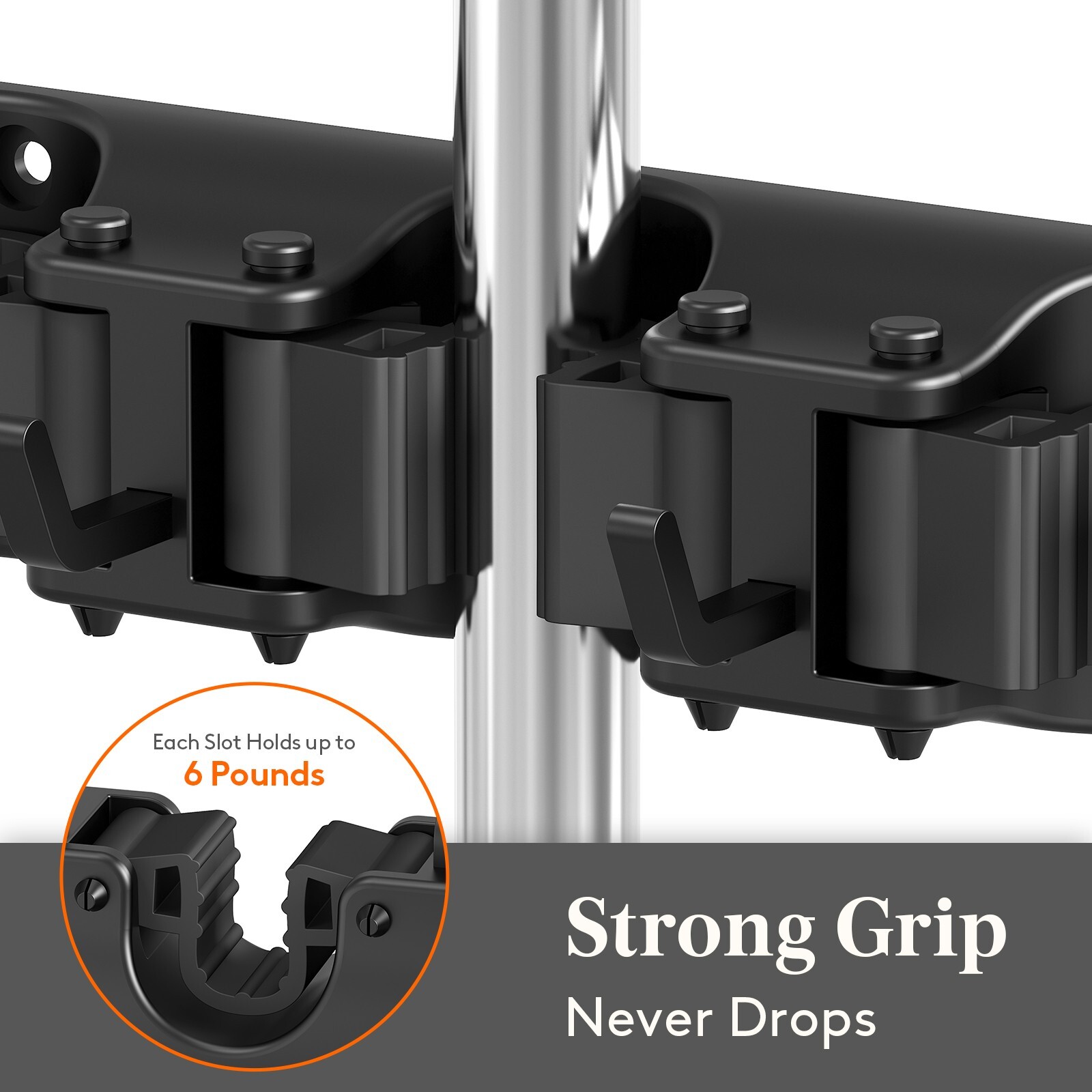 Lifewit Mop and Broom Holder Wall Mount, Anti-Slip Broom Hanger, 5 Slot 6 Hooks
