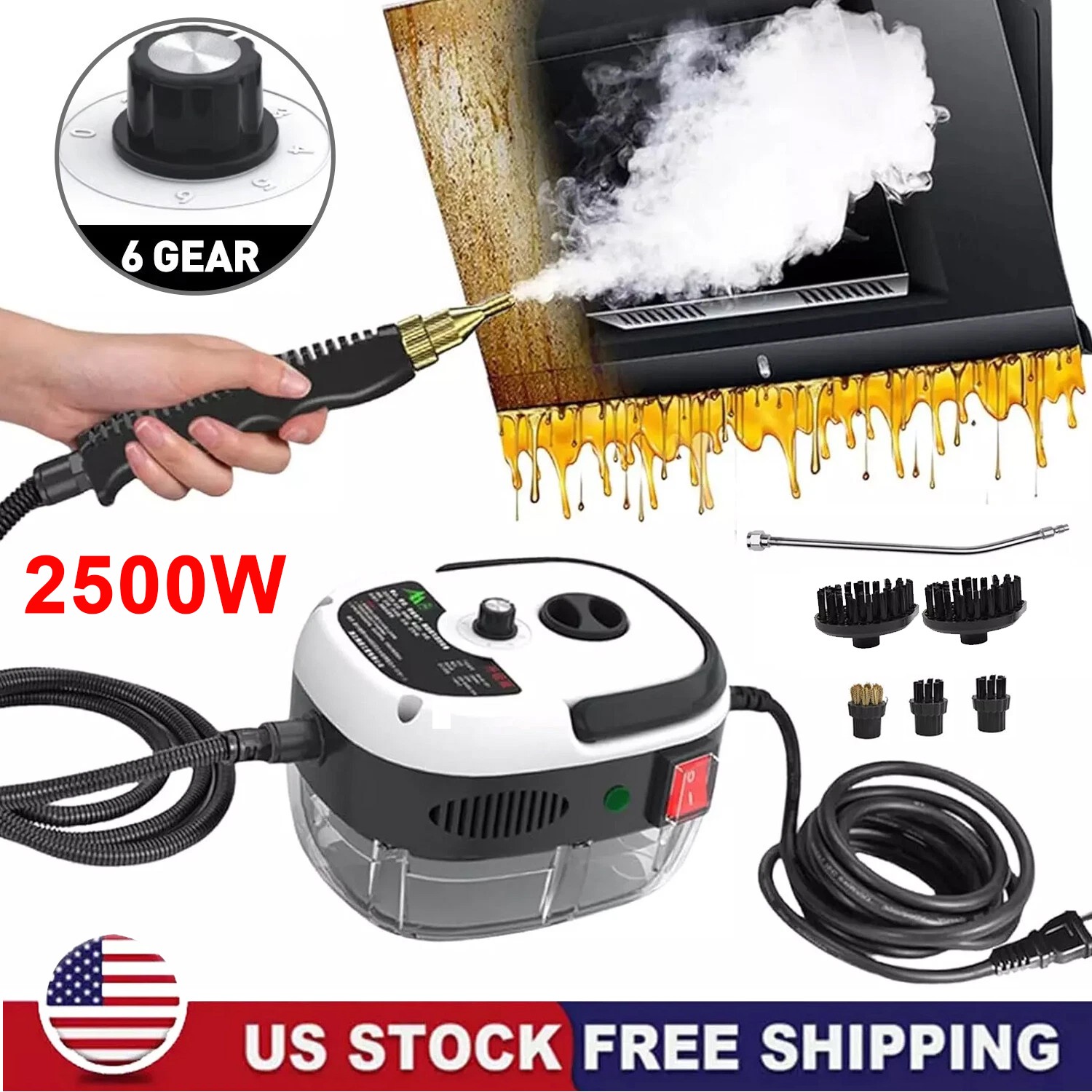 2500W Handheld Car Detailing Cleaning Machine High Temp Steam Cleaner Household