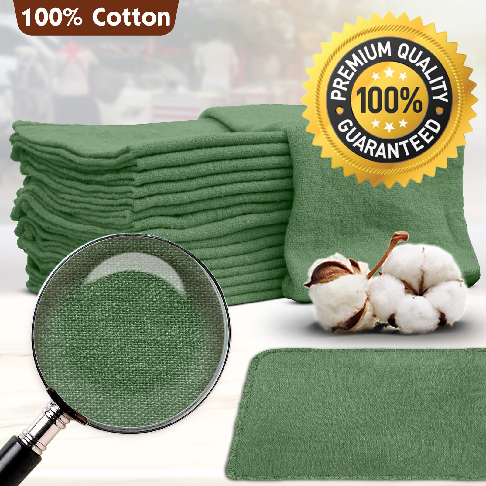 25 Pack Auto Mechanic Shop Towels 100% Cotton Rags 14″x14″ Commercial Grade