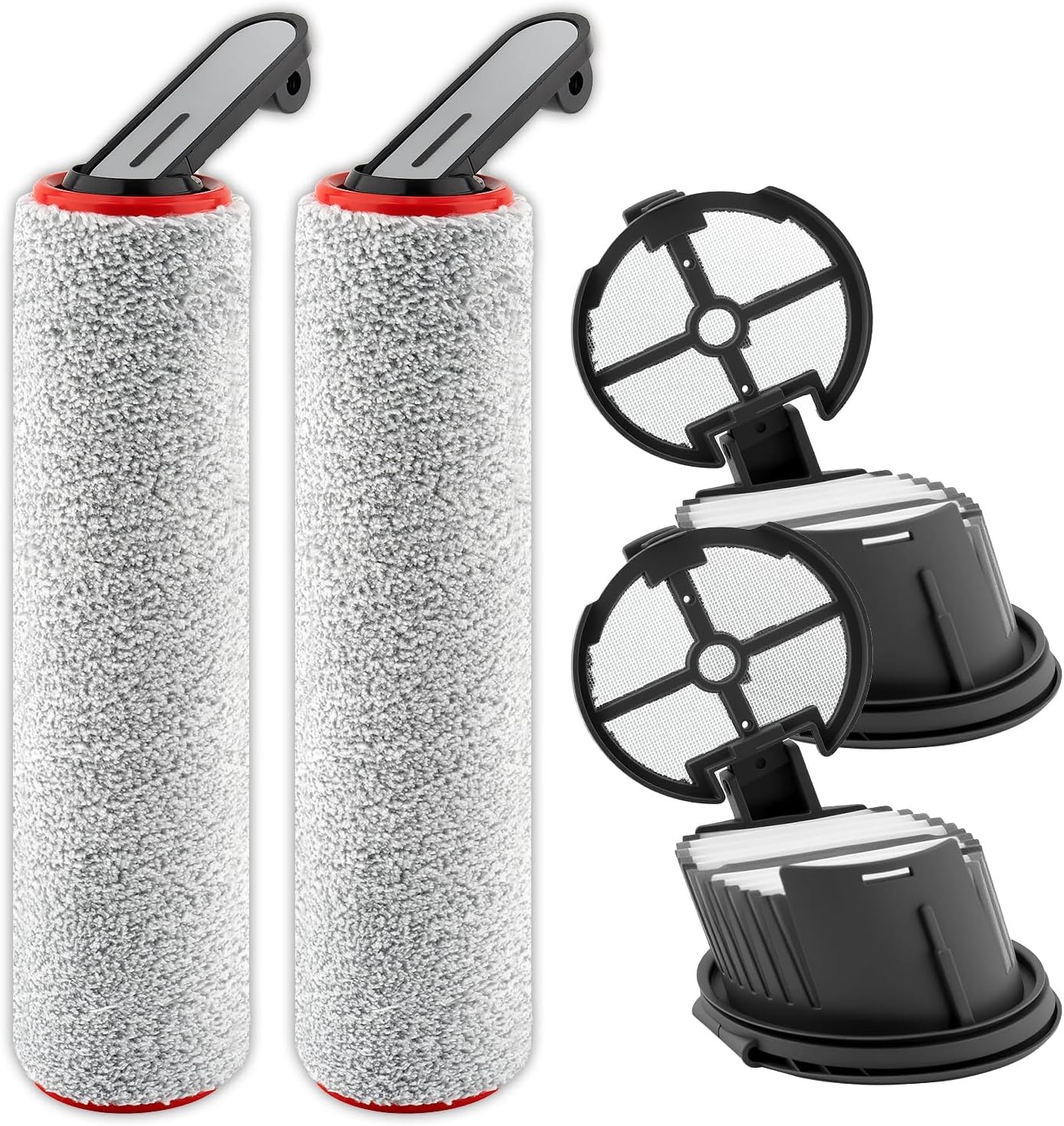 4 Pack H14 Pro Replacement Roller Brushes and Filters Compatible with Dreame