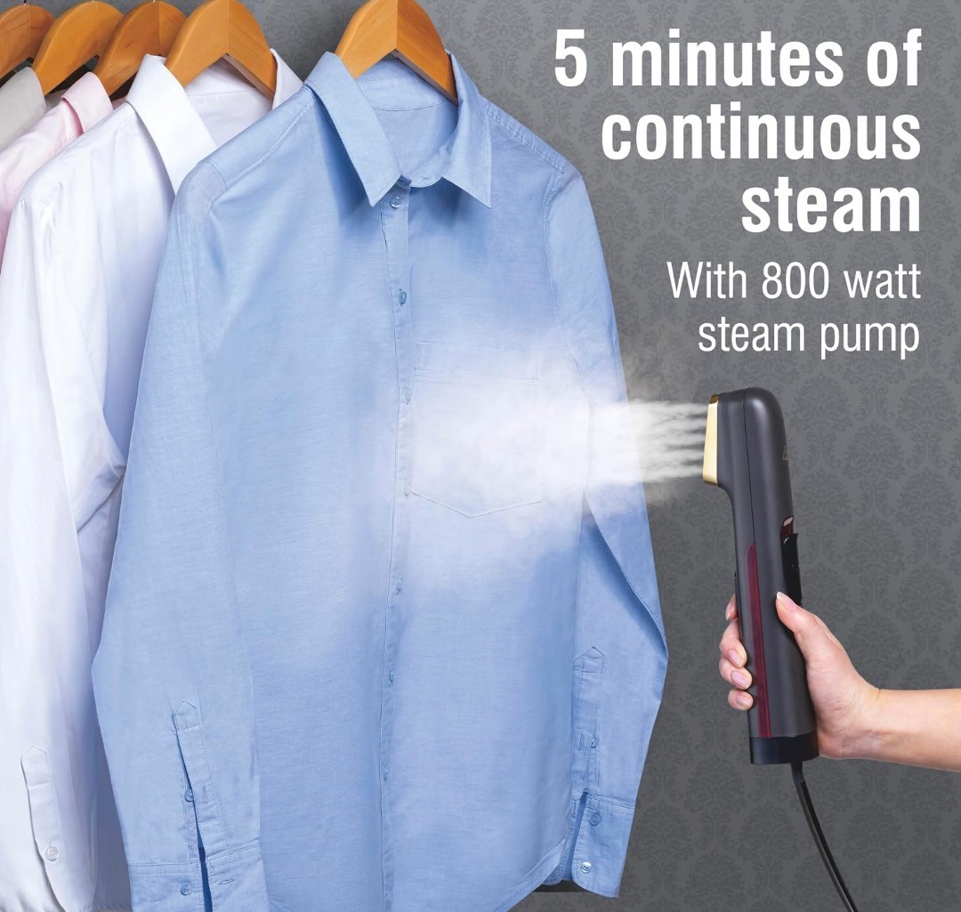 CHI Handheld Corded Garment Steamer 800W 35 sec Heat, 5 min Steam, Bag