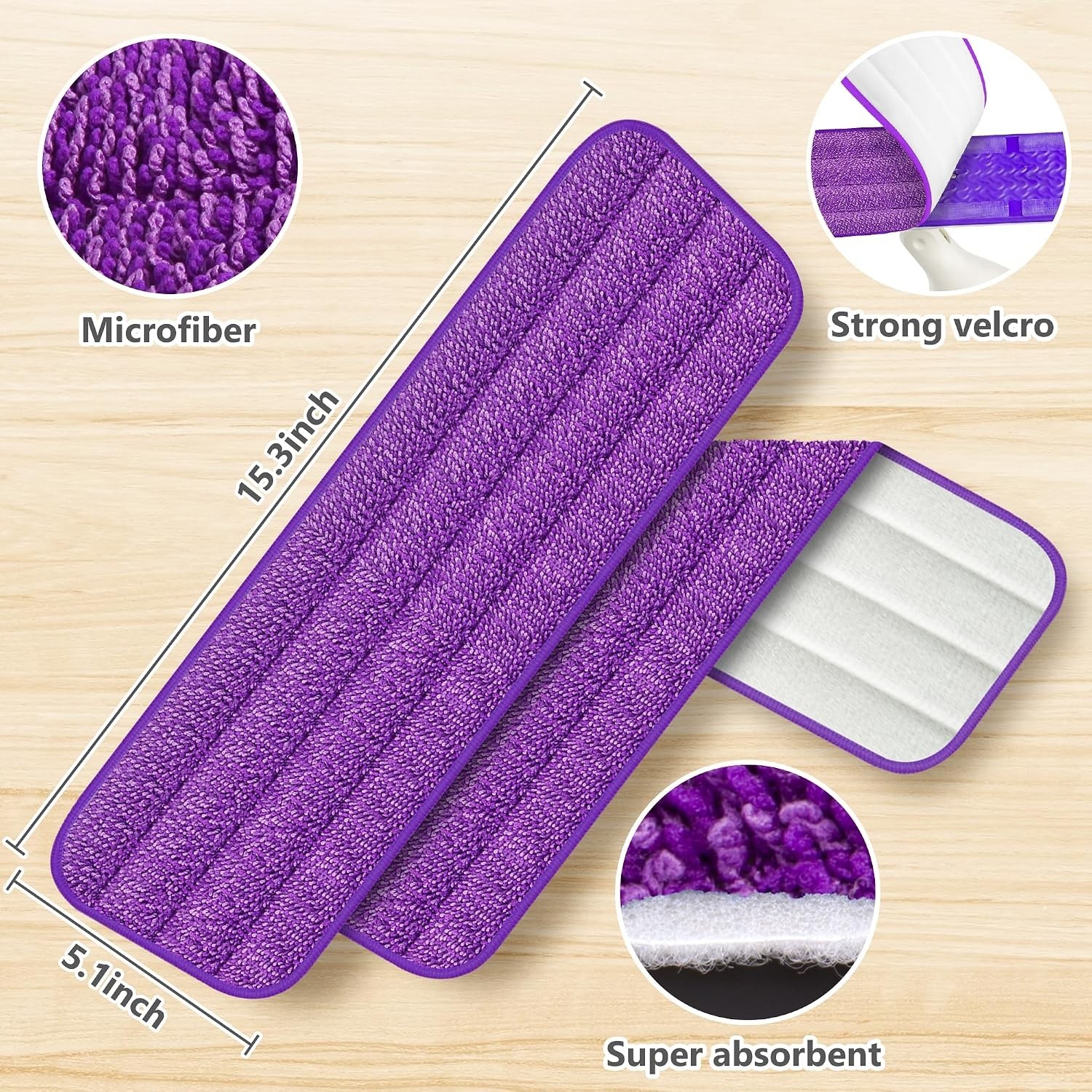 6 Pack Reusable Mop Pads for Swiffer Powermop, Power Mop Pads 13”-15′ Microf…