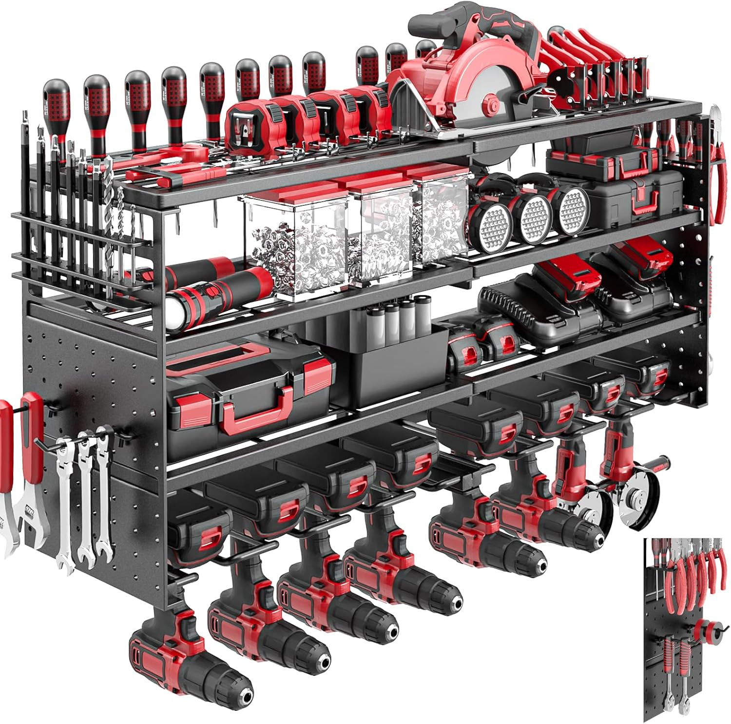 Power Tool Organizer Wall Mount, Cordless Drill Hanger Storage Rack 8 Drill Hold