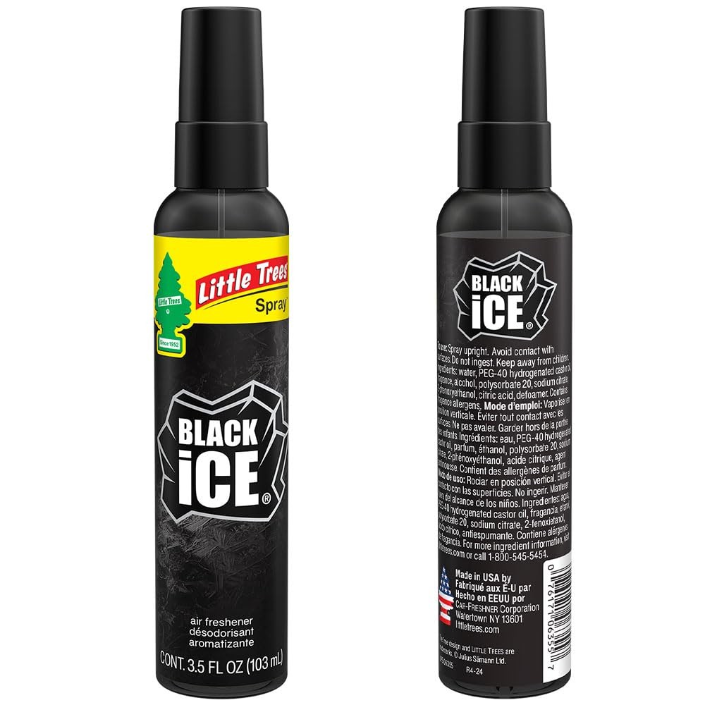 LITTLE TREES Car Air Freshener | Spray 6 Count (Pack of 1), Black Ice