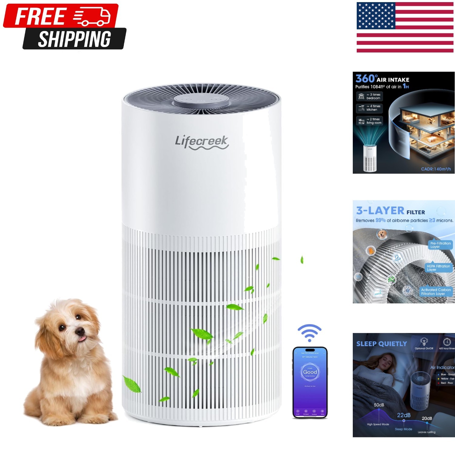 Air Purifiers for Home up to 1084 Ft², Large Rooms white