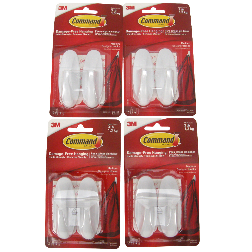 3M Command Hooks 3 Lb Medium Designer Lot of 8 Hooks NIP