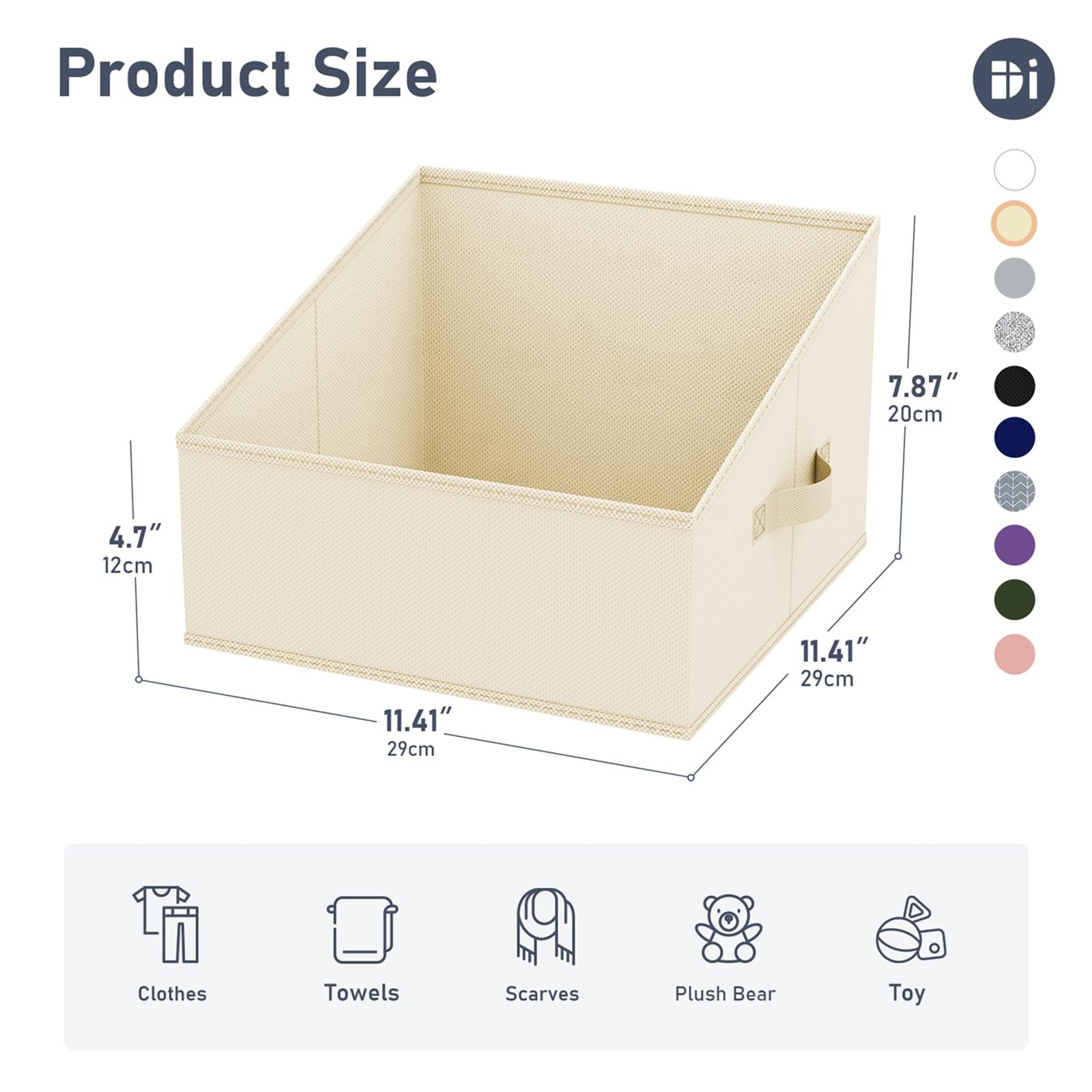 8 PCS Fabric Trapezoid Closet Storage Bins Foldable Shelf Organizer Box Beige