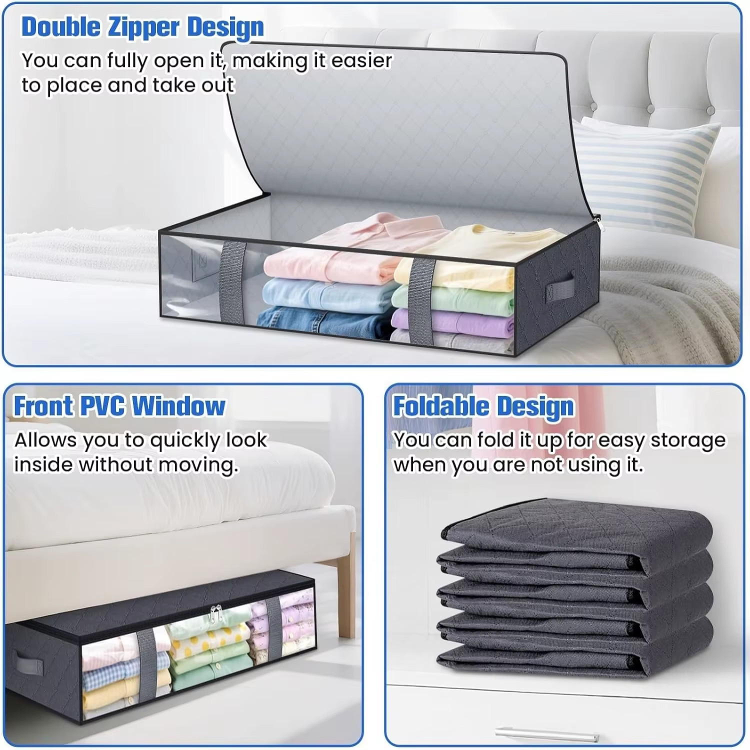 4 Pack Under Bed Storage Containers Space-Saving Bedding Organizer for Bedroom*