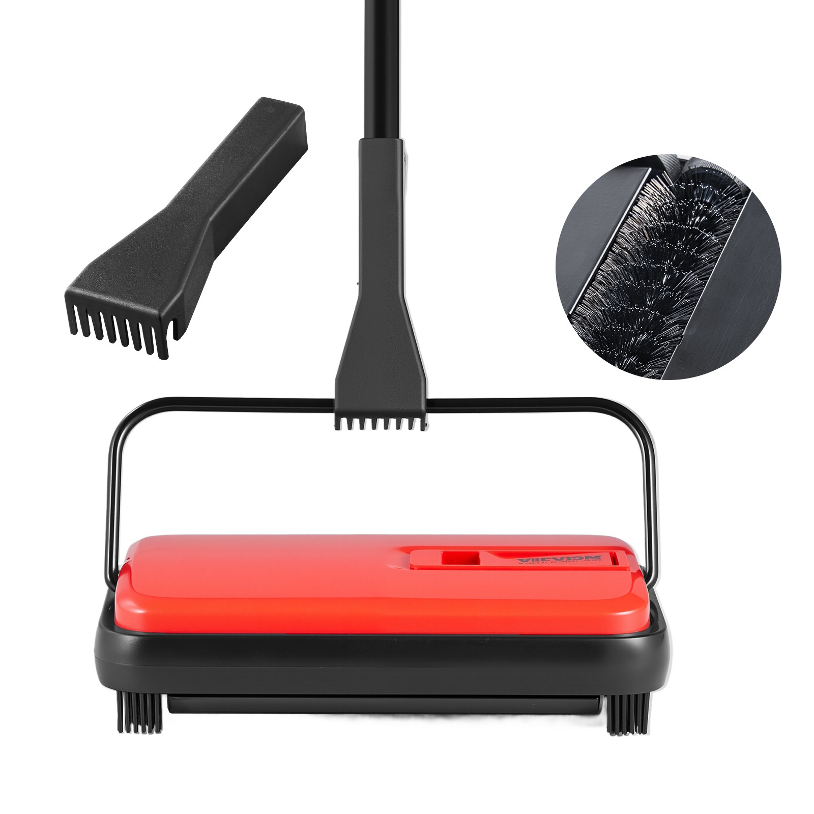 VEVOR Carpet Floor Sweeper Manual 6.7 inch Width Sweeping Paths Non Electric Red