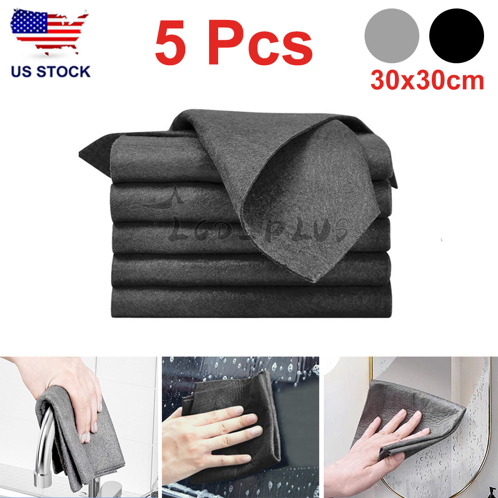 5Pcs Thickened Magic Cleaning Cloth Streak Free Microfiber Cleaning Rag Reusable