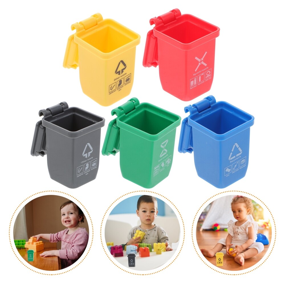 5 Pcs Tiny Trash Can Miniature Trash Can Sorting Garbage Can Small Trash Can