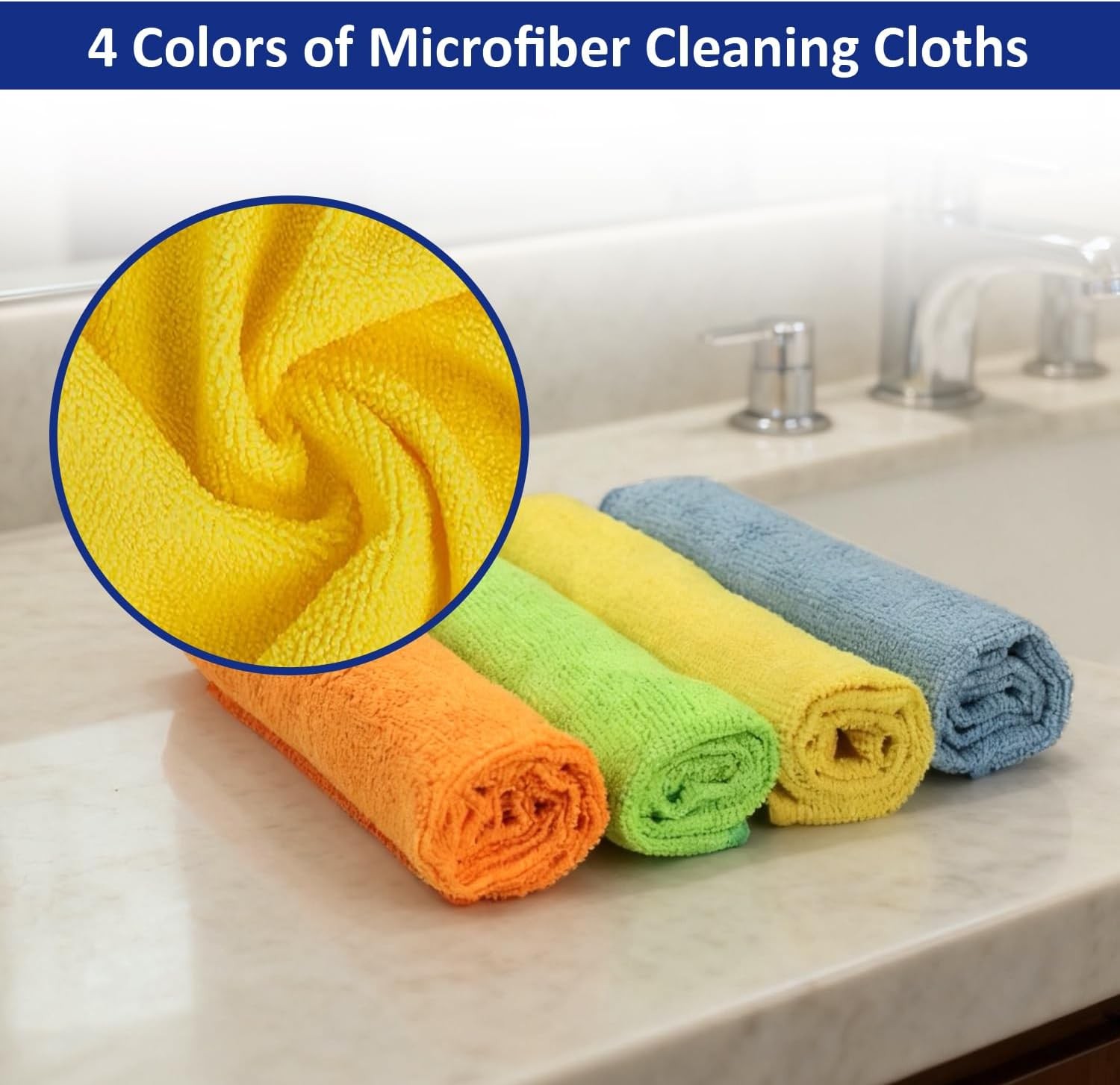 Microfiber Cleaning Cloths (12-Pack), 14″ x 14″, Ultra Absorbent, Lint-Free,