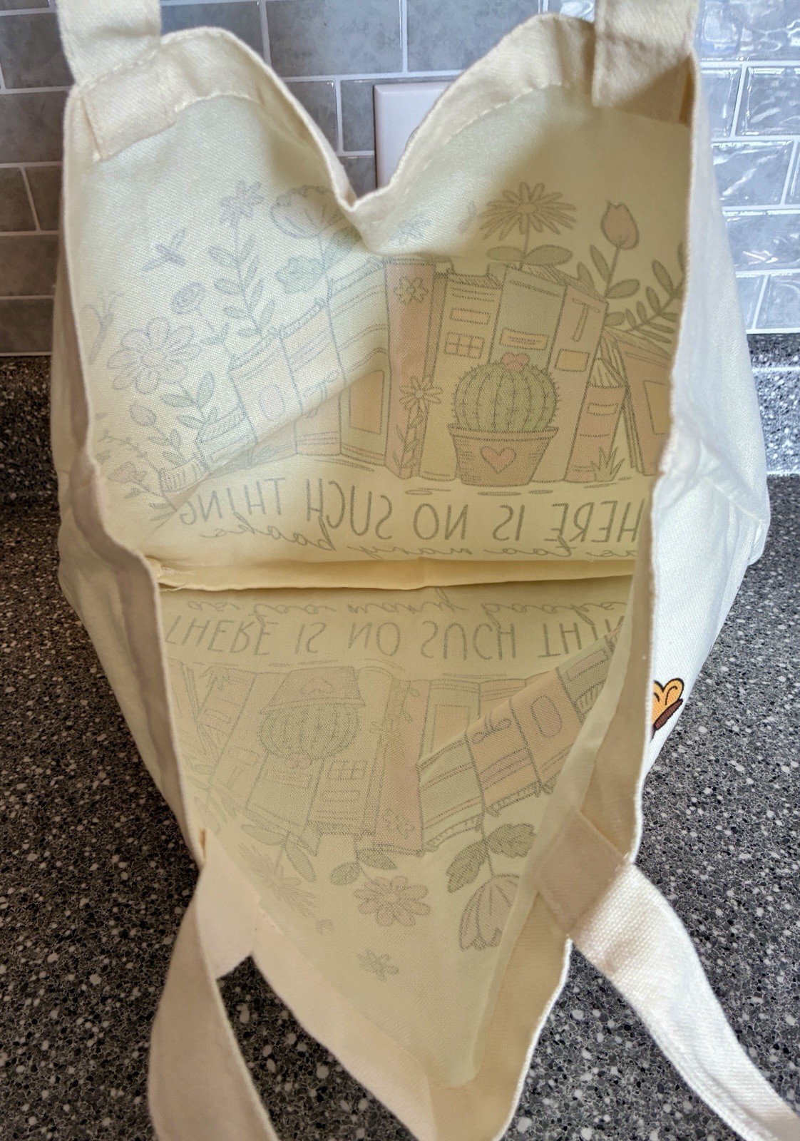 NWOT “There Is No Such Thing As Too Many Books” Book Tote Bag & Zippered Pouch