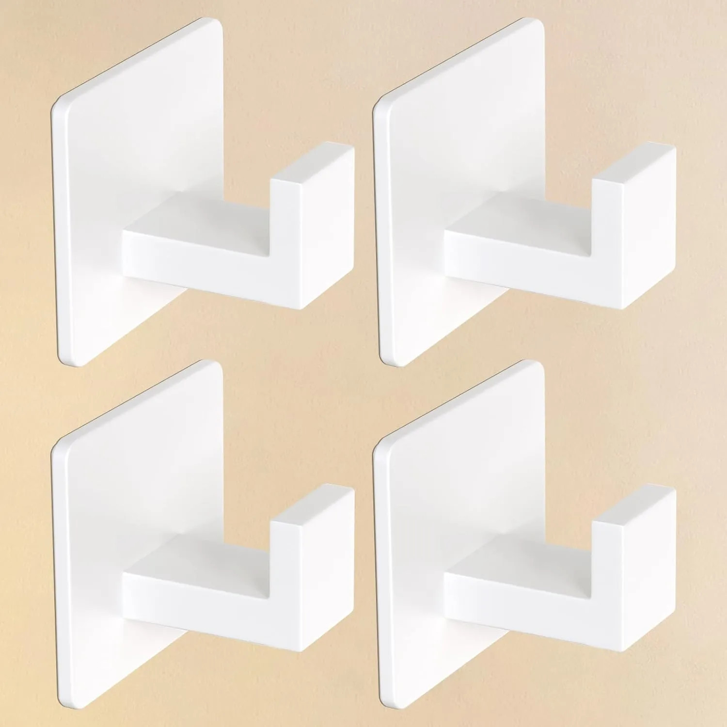 4 Pack Heavy Duty Adhesive Towel Hooks Aluminum Wall Mount For Kitchen Bathroom