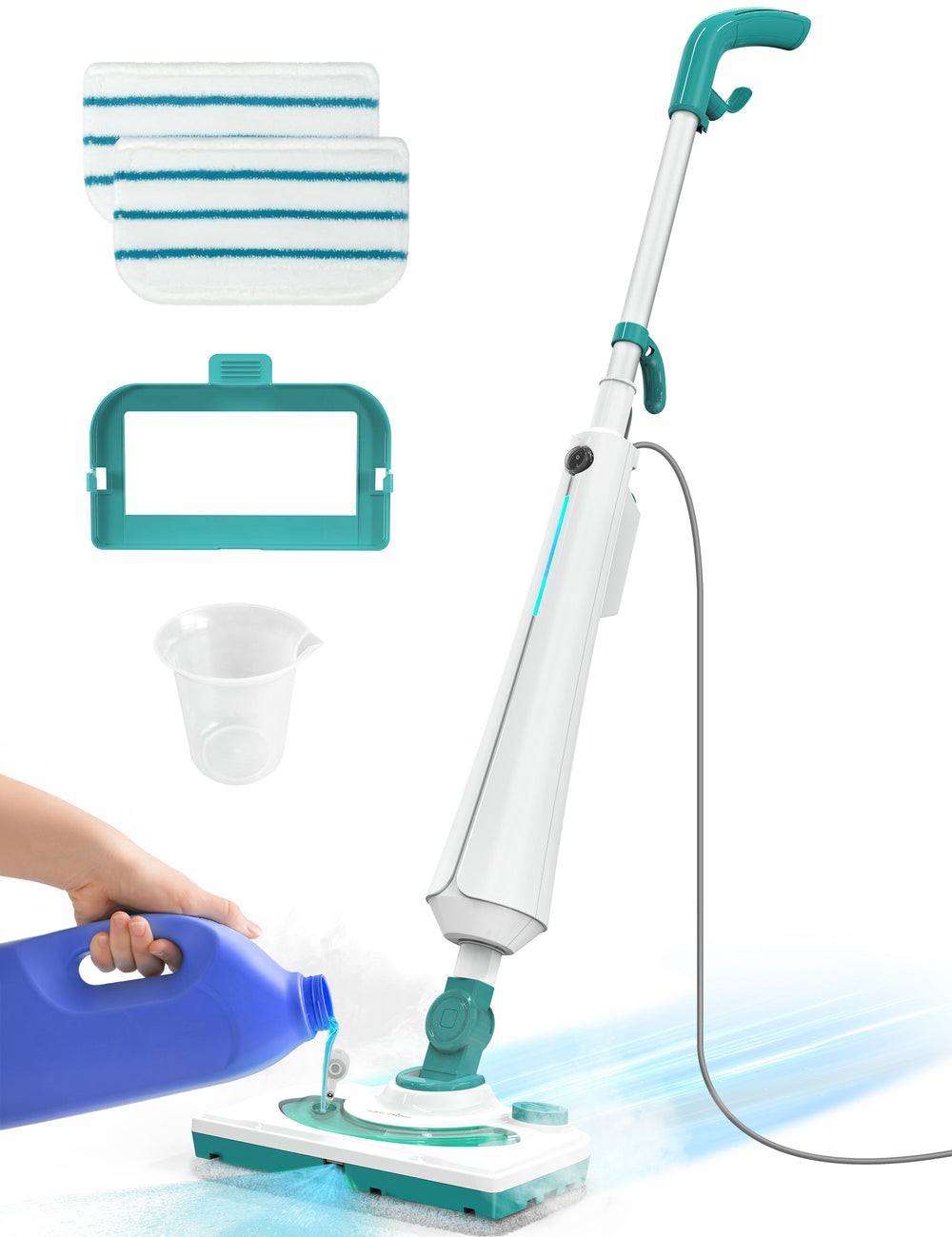 Professional Steam Mop Cleaner, 1300W Floor Steamer with Detergent Chamber, 2…
