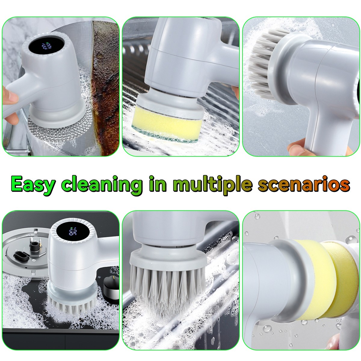 Mini Electric Cleaning Brush 9 In 1 Spinning Scrubber Handheld Electric Cordless