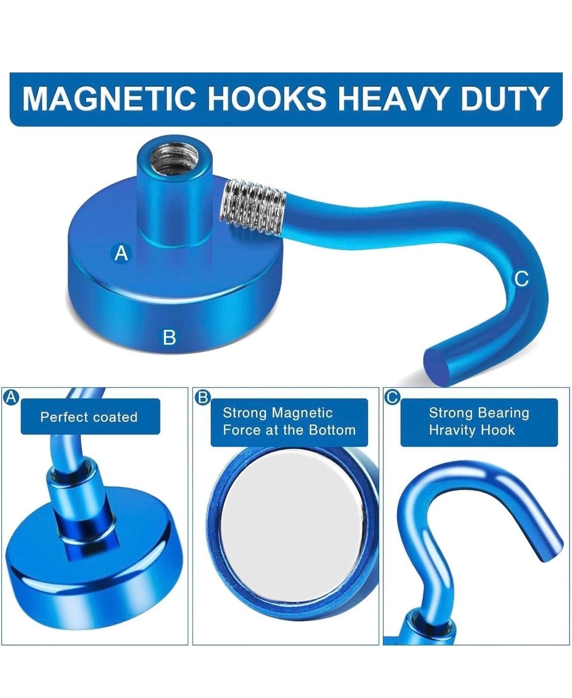 6 Pack 85LB Magnetic Hooks, Strong Cabin Ship Essentials Hook Heavy Duty Refrige