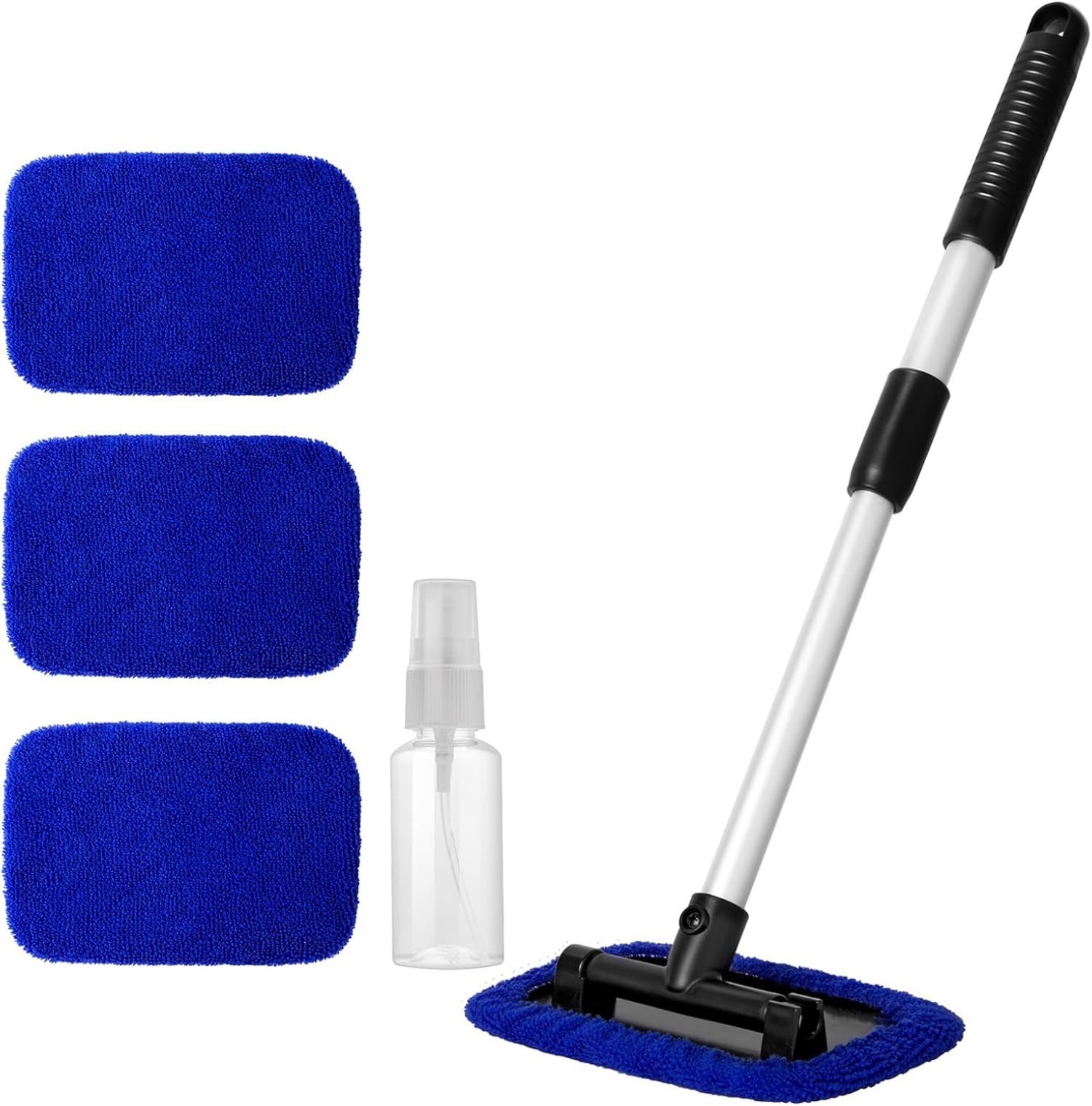 10Pcs Car Windshield Cleaner Tool Kit Extendable Handle Reusable Microfiber Pads