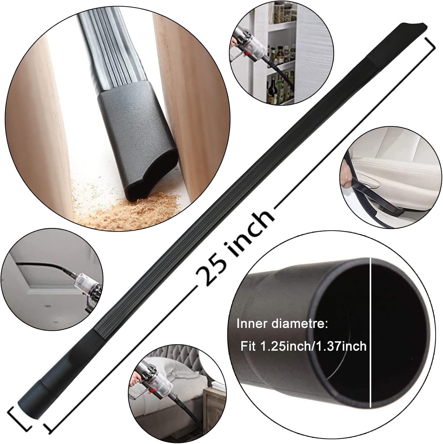 11-piece universal vacuum cleaner accessory set, includes 1-1/4 inch