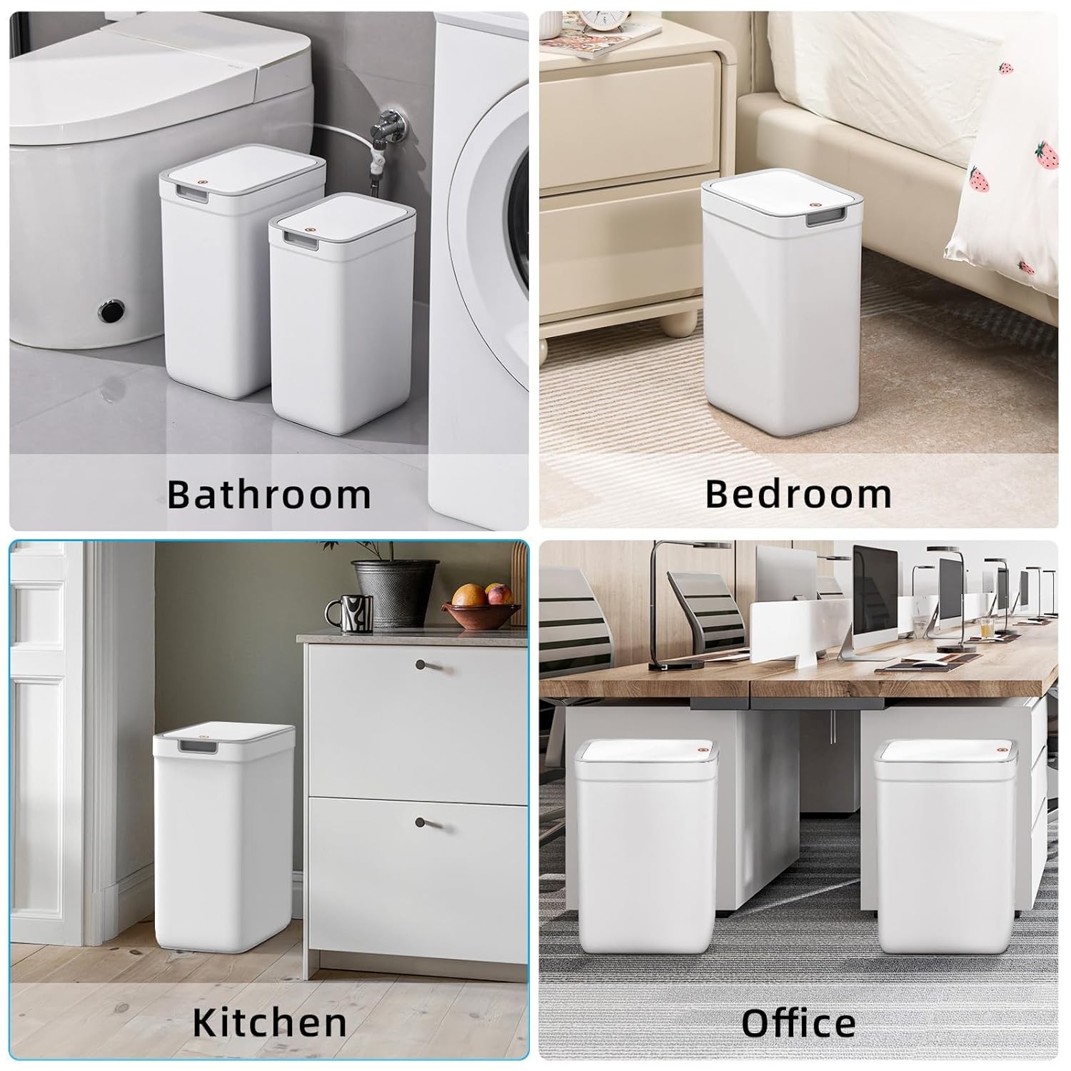 Garbage Can with Pop-Up Lid, MediumTrash Can, Slim Trash Bin Waste Basket-New