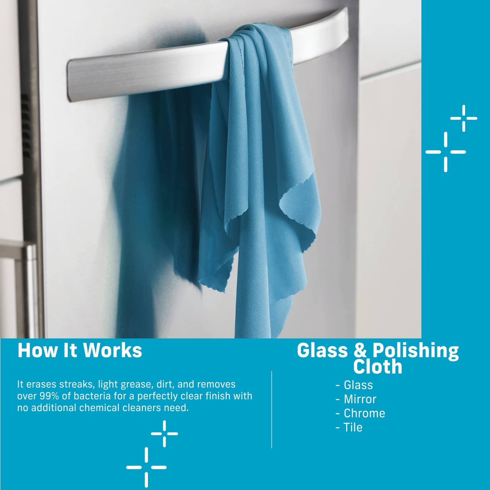 E-Cloth Glass & Polishing Microfiber Cleaning Cloth, Assorted Colors, 4 Count