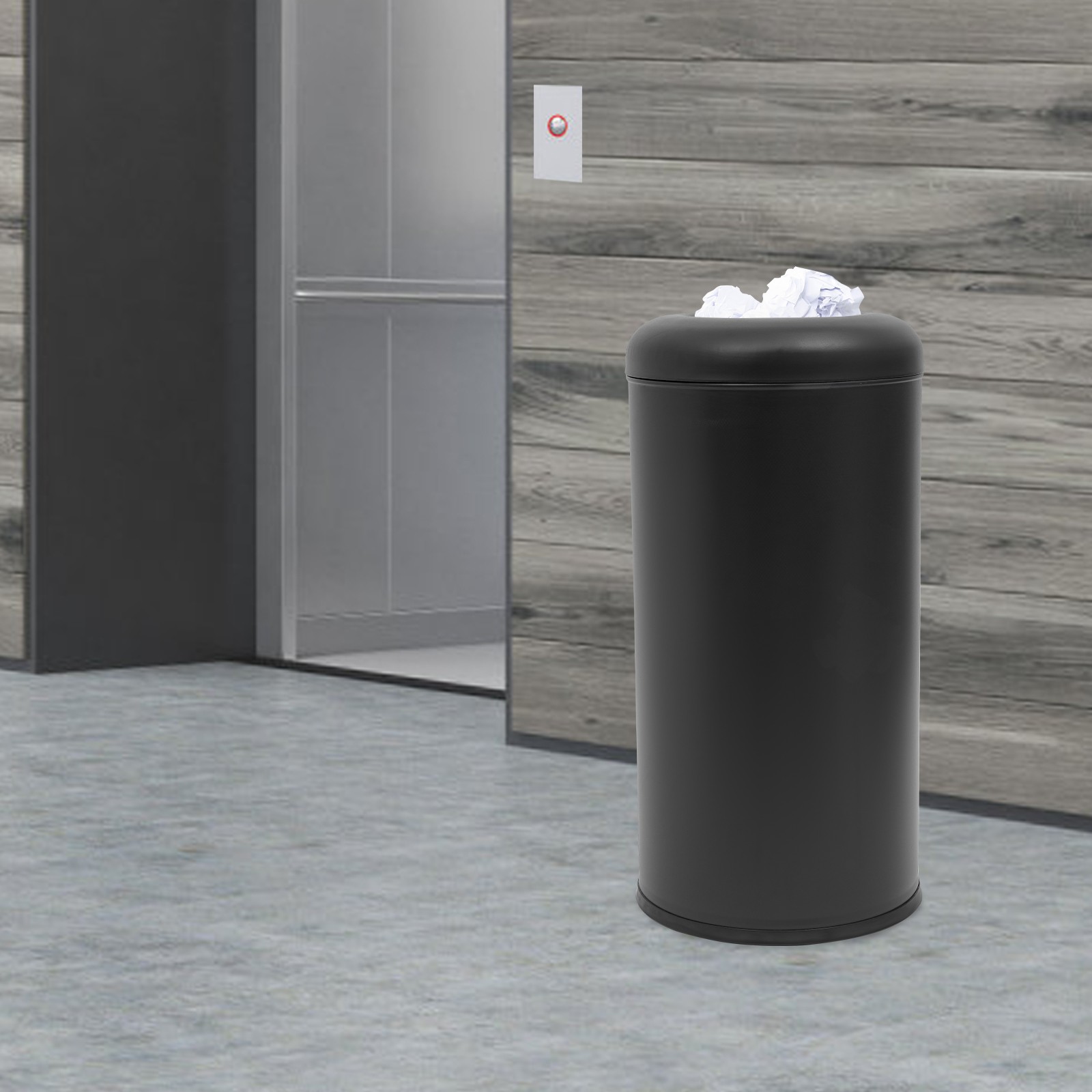 Cylindrical,Open-Top Rubbish Bin,Industrial Waste Container,Commercial Trash Can