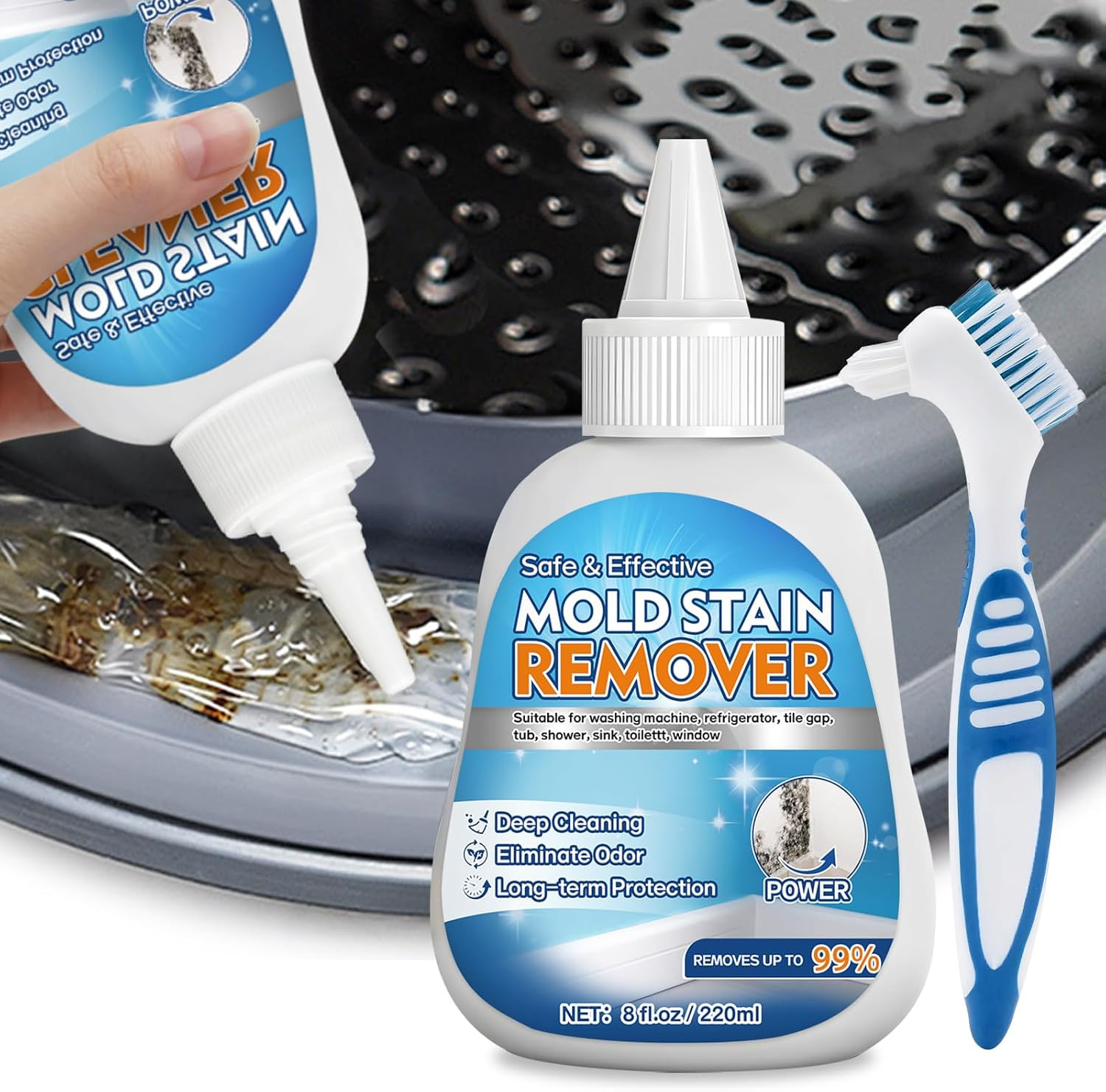 Mold Stain Remover Gel, 8 Fl Oz Heavy Duty Washing Machine Cleaner for Front Loa